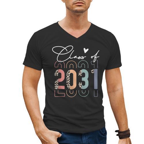Class Of 2031 School College Retro Graduation Vintage Grad Men's V-Neck T-Shirt - Best Gift Smart