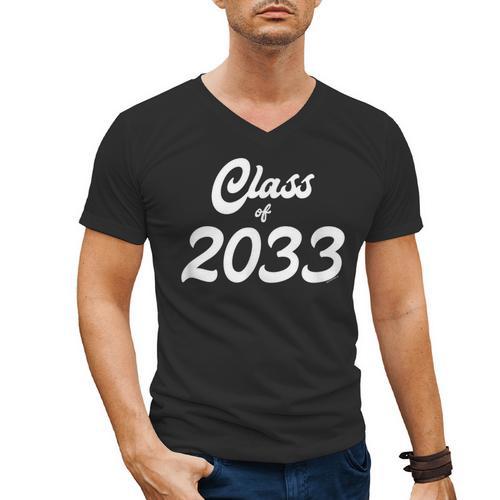 Class Of 2033 Shirt Graduation Him Her Senior Class Men's V-Neck T-Shirt - Best Gift Smart