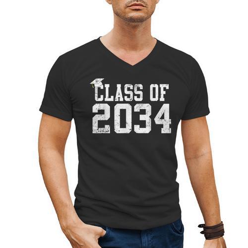 Class Of 2034 Grow With Me First Day Of School Graduation Men's V-Neck T-Shirt - Best Gift Smart