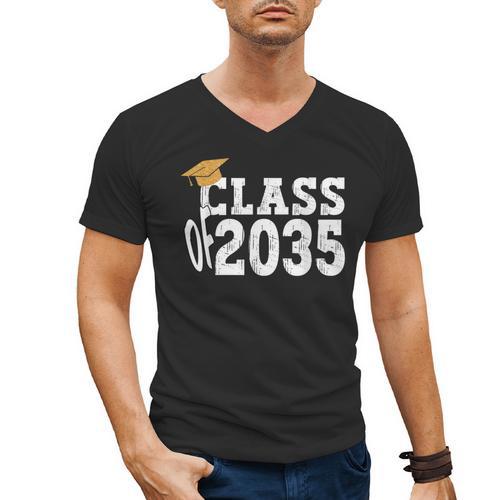 Class Of 2035 Grow With Me Boy Girl First Day Of Graduation Men's V-Neck T-Shirt - Best Gift Smart