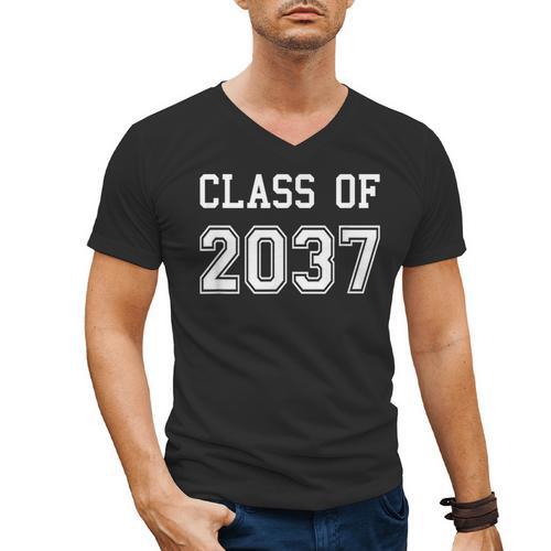 Class Of 2037 Shirt Graduation School Kids Future Graduate Men's V-Neck T-Shirt - Best Gift Smart