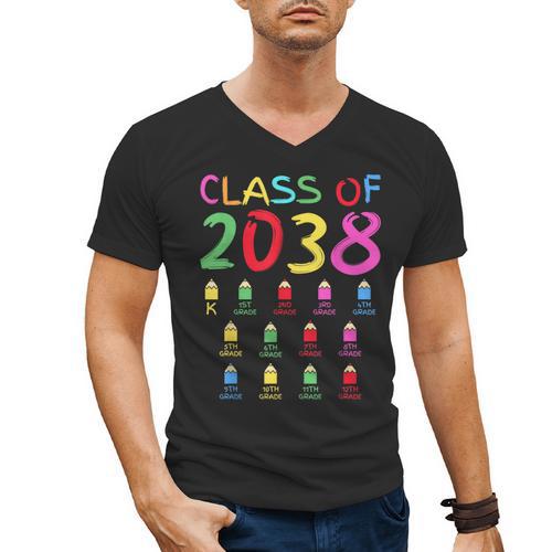 Class Of 2038 Senior Class 2038 Idea Graduation Grow With Me Men's V-Neck T-Shirt - Best Gift Smart