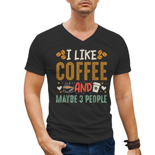 Coffee & Introvert Humor Tee Quote Cute Font Men's V-Neck T-Shirt - Raresse