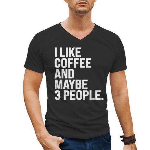 I Like Coffee Introvert Coffee Lovers Sarcastic Humor Men's V-Neck T-Shirt - Raresse