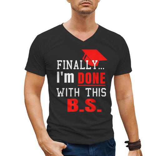 College Graduation T Shirt Senior Finally Done Men's V-Neck T-Shirt - Best Gift Smart