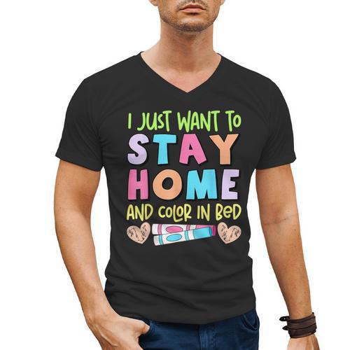 Color In Bed Coloring Book Lover Humor Therapy Marker Men's V-Neck T-Shirt - Bookorys CA