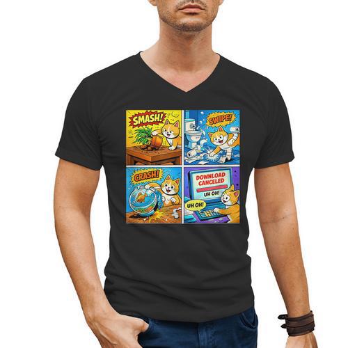 Comic Reader Comic Book Merch Vintage Reading Comic Books Men's V-Neck T-Shirt - Bookorys