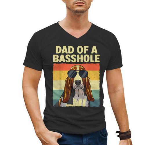Cool Basset Hound For Men Dad Dog Basset Hound Lovers Men's V-Neck T-Shirt - Father's Day Fun
