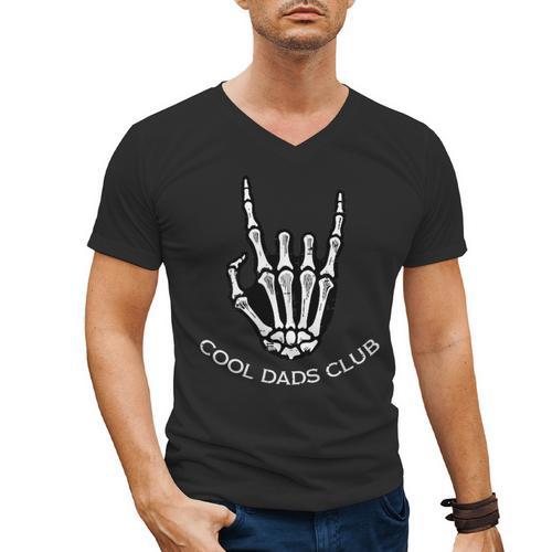 Cool Dads Club Skeleton Rock Pocket Fathers Day Rocker Hand Men's V-Neck T-Shirt - Father's Day Fun
