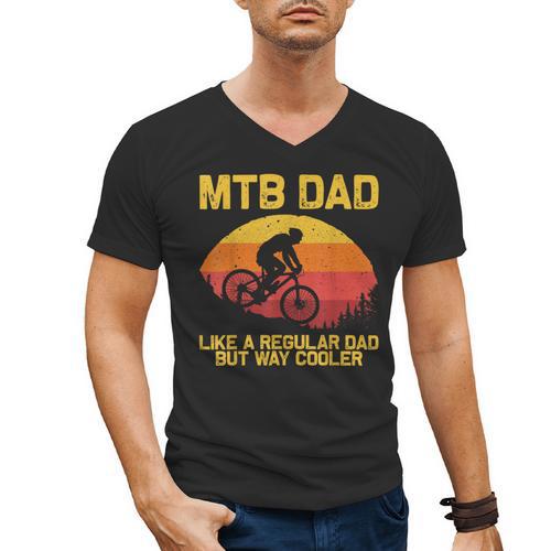 Cool Mountain Biking For Dad Father Biker MTB Bicycle Bike Men's V-Neck T-Shirt - Father's Day Fun