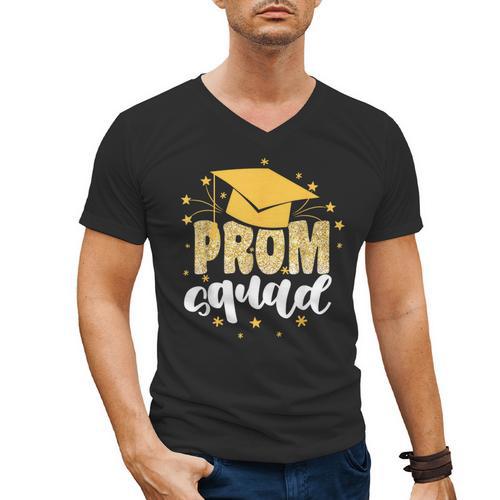 Cool Prom Squad 2025 Prom Graduation Party Matching 2025 Men's V-Neck T-Shirt - Best Gift Smart