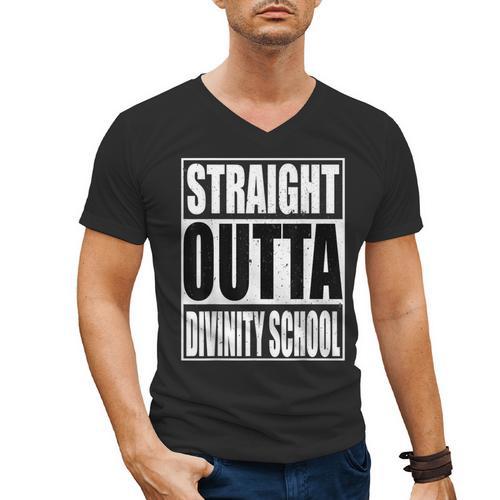 Cool Straight Outta Divinity School Graduation Shirt Men's V-Neck T-Shirt - Best Gift Smart