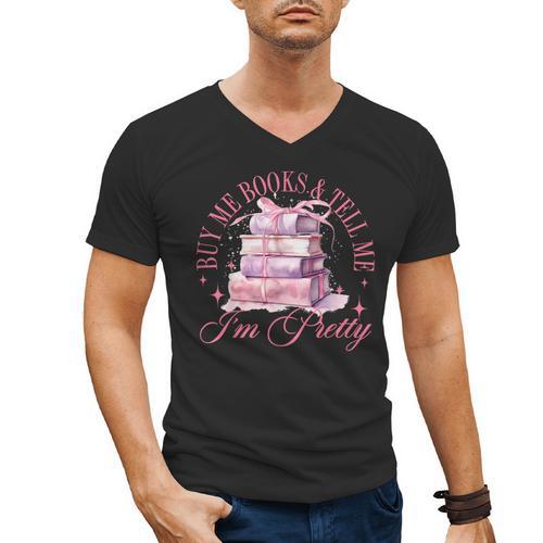 Coquette Aesthetic Bow Buy Me Books & Tell Me I'm Pretty Men's V-Neck T-Shirt - Bookorys AU
