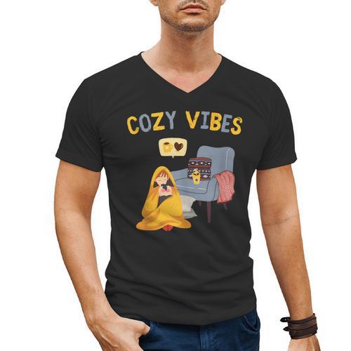 Cozy Vibes Atmospheric Introvert Men's V-Neck T-Shirt - Raresse