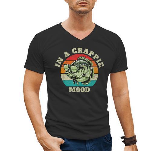 In A Crappie Mood Retro Fishing Sarcastic Dad Men's V-Neck T-Shirt - Father's Day Fun