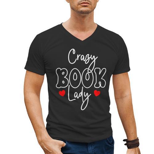 Crazy Book Lady Men's V-Neck T-Shirt - Bookorys DE