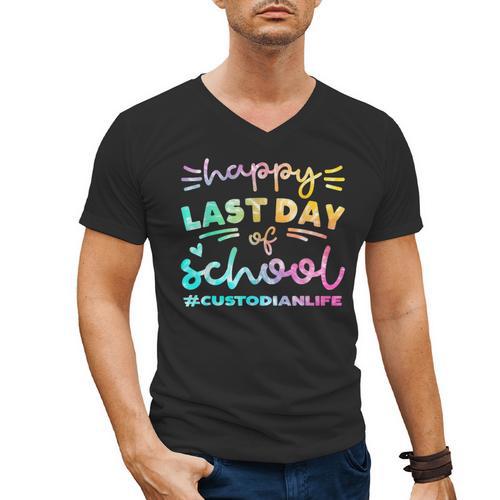 Custodian Life Graduation Day Last Day Of School Tie Dye Men's V-Neck T-Shirt - Best Gift Smart