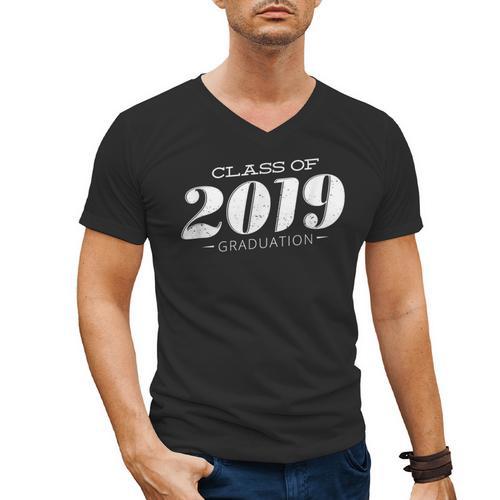 Cute Class Of 2019 Distressed Senior Graduation 2019 Men's V-Neck T-Shirt - Best Gift Smart