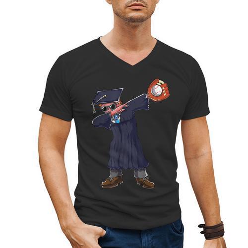 Cute Dabbing Kid Elementary School Graduation Baseball Men's V-Neck T-Shirt - Best Gift Smart