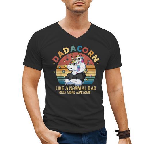 Cute Dadacorn Like A Normal Dad Only More Awesome Daddy Men's V-Neck T-Shirt - Father's Day Fun