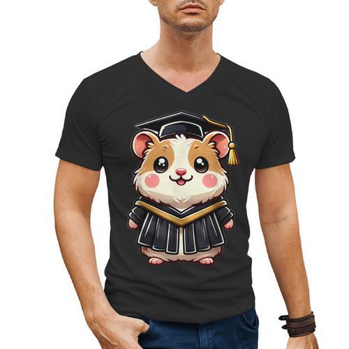 Cute Hamster Graduation Men's V-Neck T-Shirt - Best Gift Smart