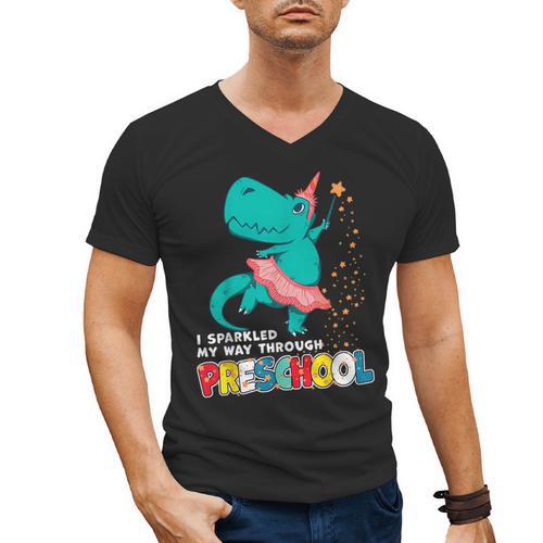 Cute Magical Ballerina Dino Unicorn Preschool Graduation Men's V-Neck T-Shirt - Best Gift Smart