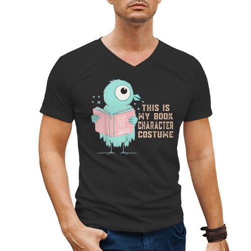 Cute Pigeon This Is My Book Character Costume For Reading Men's V-Neck T-Shirt - Bookorys CA