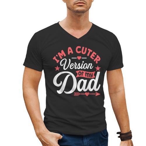 Cuter Version Of Dad Cute Kid Boy Girl Proud New Dad Men's V-Neck T-Shirt - Father's Day Fun