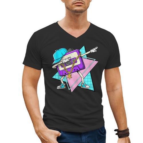 Dabbing Cassette Tape 70s 80s 80s Outfit Nostalgia Men's V-Neck T-Shirt - Figerry