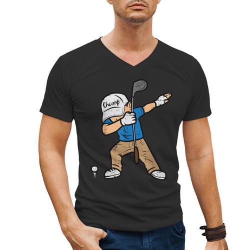 Dabbing Golfer Golfing Golfer Dad Men Boys Kids Youth Men's V-Neck T-Shirt - Father's Day Fun
