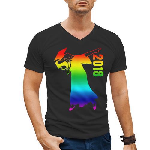 Dabbing Graduate 2018 Graduation Celebration Men's V-Neck T-Shirt - Best Gift Smart