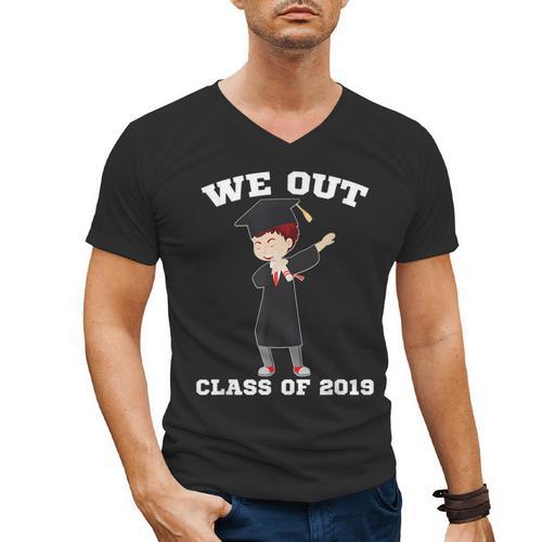 Dabbing Graduation Boy Class Of 2019 We Out Men's V-Neck T-Shirt - Best Gift Smart