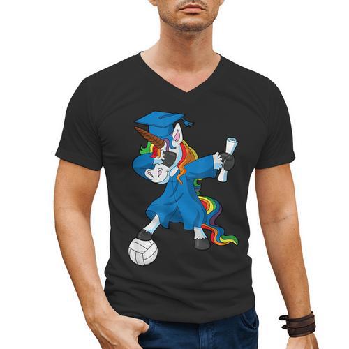Dabbing Graduation Class 2023 Unicorn Volleyball Men's V-Neck T-Shirt - Best Gift Smart