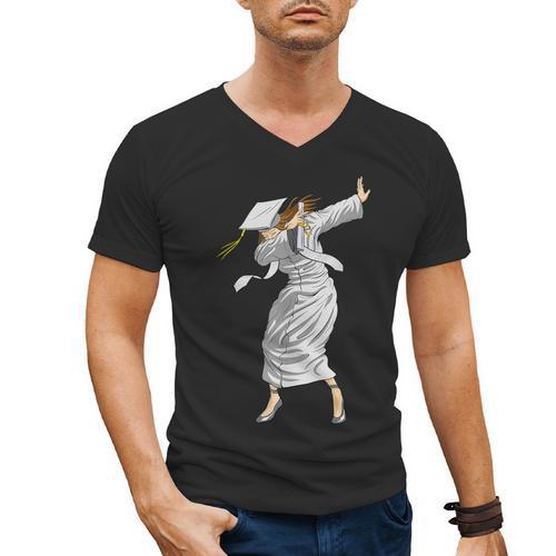 Dabbing Graduation Class Of 2025 Woman Graduation Men's V-Neck T-Shirt - Best Gift Smart