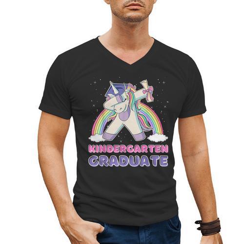 Dabbing Unicorn Kindergarten Graduation Dab Dance Girl Men's V-Neck T-Shirt - Best Gift Smart