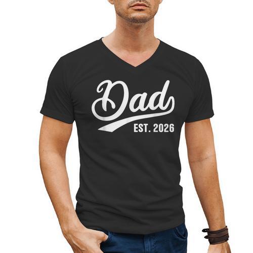 Dad 2026 Father Since 2026 Retro Dad Est 2026 Men's V-Neck T-Shirt - Father's Day Fun