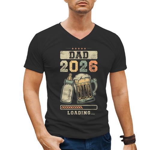 Dad 2026 Loading Baby Shower Going To Be a Dad Gender Reveal Men's V-Neck T-Shirt - Father's Day Fun