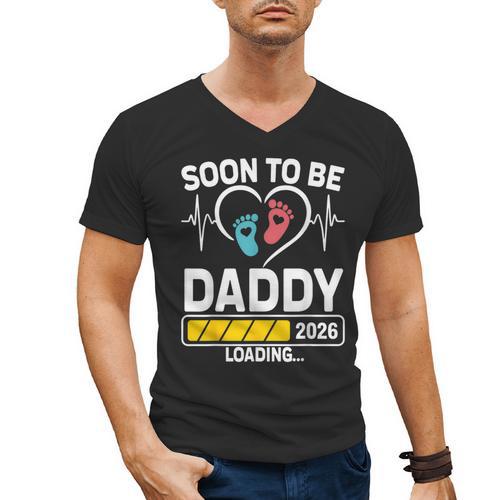 Dad To Be 2026 Loading Dad Est 2026 Promoted To Daddy Men's V-Neck T-Shirt - Father's Day Fun