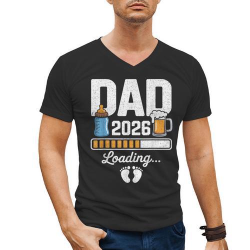 Dad 2026 Loading Expecting New Baby Announcement Men Men's V-Neck T-Shirt - Father's Day Fun