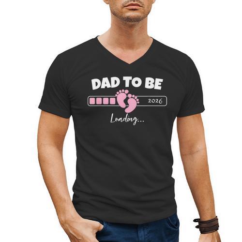 Dad To Be 2026 Loading Pink Little Girl Pregnancy Reveal Men's V-Neck T-Shirt - Father's Day Fun