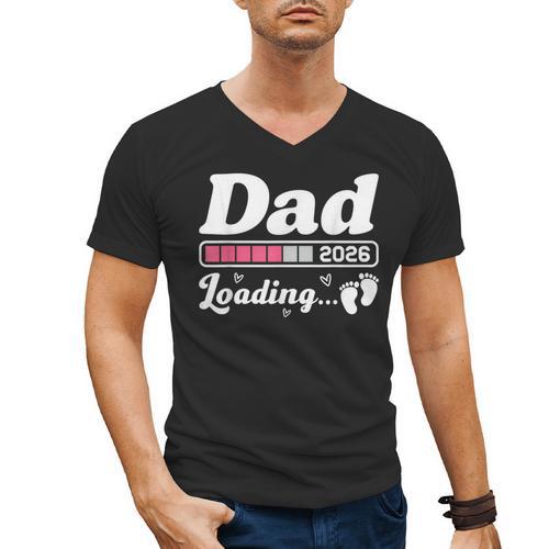 Dad To Be 2026 Loading Pink Pregnancy Reveal New Dad Daddy Men's V-Neck T-Shirt - Father's Day Fun