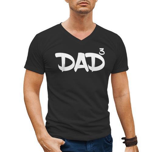 Dad 3 Kids 3rd Pregnancy Announcement Third Baby Tshirt Men's V-Neck T-Shirt - Father's Day Fun