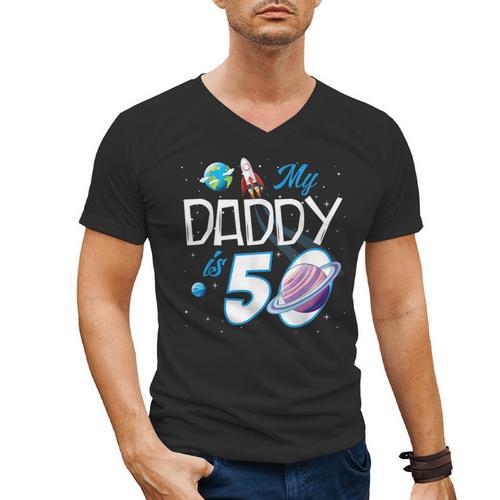 My Dad Is 50 Years Daddy Father 50th Years Birthday Men's V-Neck T-Shirt - Father's Day Fun