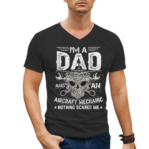 Dad Airplane Plane Aviation Aircraft Mechanic Men's V-Neck T-Shirt - Father's Day Fun
