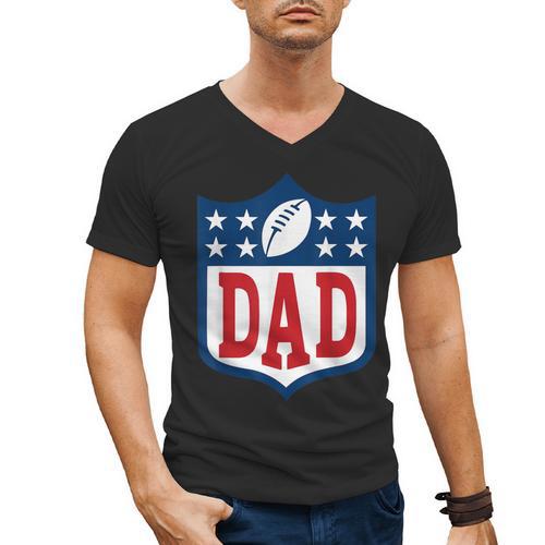 Dad American Football Happy Birthday Family Matching Retro Men's V-Neck T-Shirt - Father's Day Fun