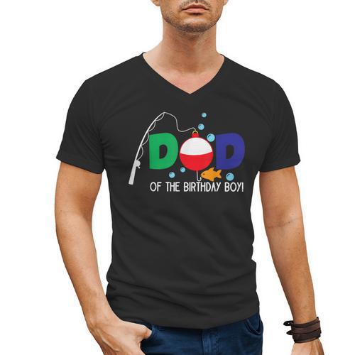 Dad Of The Big One Fishing Boy First Birthday Ofishally Men's V-Neck T-Shirt - Father's Day Fun