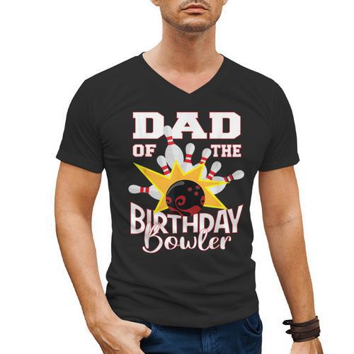 Dad Of The Birthday Bowler Kid Bowling Party Men's V-Neck T-Shirt - Father's Day Fun