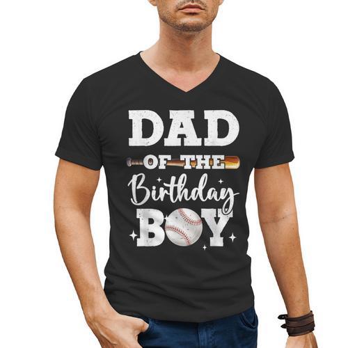Dad Of The Birthday Boy Baseball Bday Family Men's V-Neck T-Shirt - Father's Day Fun