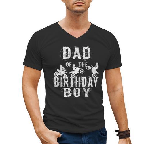 Dad Of The Birthday Boy Dirt Bike B-Day Party Men's V-Neck T-Shirt - Father's Day Fun