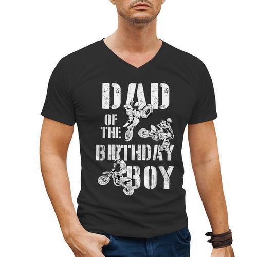 Dad Of The Birthday Boy Dirt Bike Men's V-Neck T-Shirt - Father's Day Fun